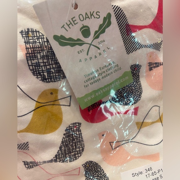 🍁SALE $12 The Oak Apparel Bird Print Design Top with Striped Leggings NWT - Picture 2 of 3